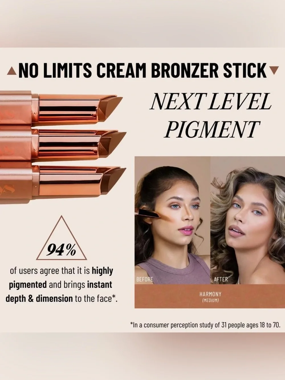 LYS BEAUTY NO LIMITS CREAM BRONZER and CONTOUR STICK;—COURAGE